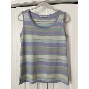 ST JOHN Pastel Striped Sweater Top Sz M